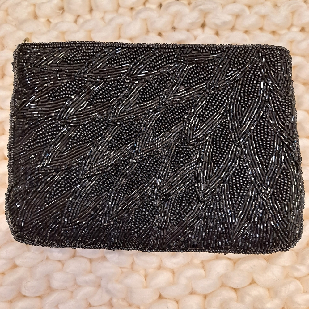 La Regale Black Beaded Clutch